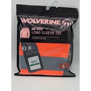 Wolverine Mens Size Large Hi-Vis Long Sleeve Safety T-Shirt Orange Class 3 New